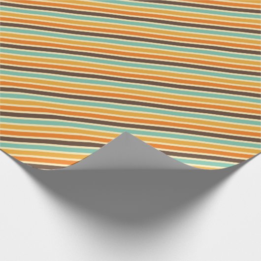 Retro Orange Blue Beige Brown Streifen Fall Patter Geschenkpapier (Ecke)