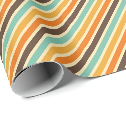 Retro Orange Blue Beige Brown Streifen Fall Patter Geschenkpapier (Rolleneckpunkt)
