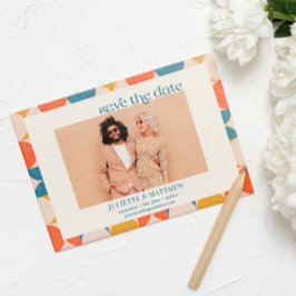 Retro Orange Blue Mid Centrum Modernes Foto Ankündigung