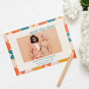 Retro Orange Blue Mid Centrum Modernes Foto Ankündigung