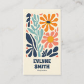 Retro Orange Blue QR Code Groovy Floral Boho Chic Visitenkarte (Vorderseite)