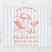 Retro Orange & Blue Streifen Bachelorette Sparklin Schaumweinetikett (Einzelnes Label)