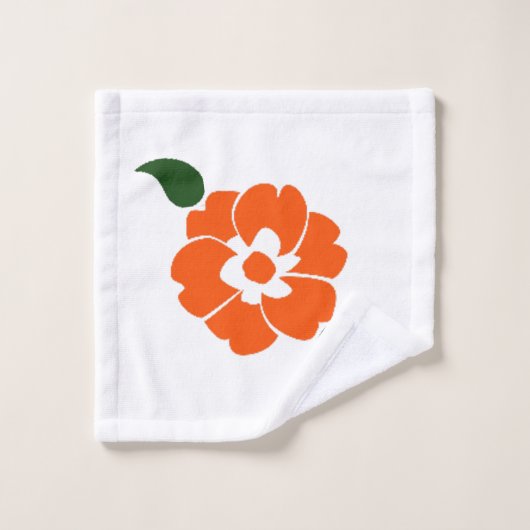 Retro-Orange-Blume Badhandtuch Set (Waschlappen)