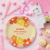 Retro Orange Blume Boho 50. Geburtstag Pappteller (Party)