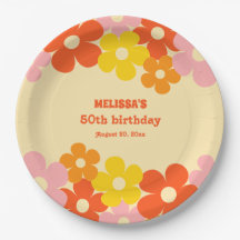 Retro Orange Blume Boho 50. Geburtstag