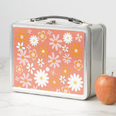 Retro Orange Blume Metal Lunchbox aus den 60er Jah (Beispiel)