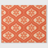 Retro Orange Blume Pattern auf der Mitte des Jahrh Geschenkpapier (Flach)