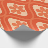 Retro Orange Blume Pattern auf der Mitte des Jahrh Geschenkpapier (Ecke)