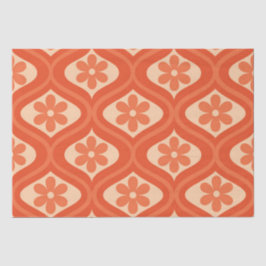 Retro Orange Blume Pattern auf der Mitte des Jahrh Seidenpapier