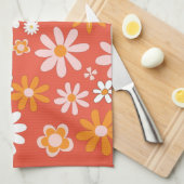 Retro Orange Blume Power Küche der 60er Jahre Geschirrtuch (Viertel Falte)