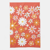 Retro Orange Blume Power Küche der 60er Jahre Geschirrtuch (Vertikal)