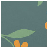 Retro Orange Blumen Dunkel Türkis Muster Stoff (Nahaufnahme)