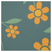 Retro Orange Blumen Dunkel Türkis Muster Stoff (Muster)