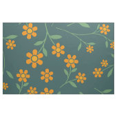 Retro Orange Blumen Dunkel Türkis Muster Stoff (Fat Quarter (45,7 x 55,9 cm))