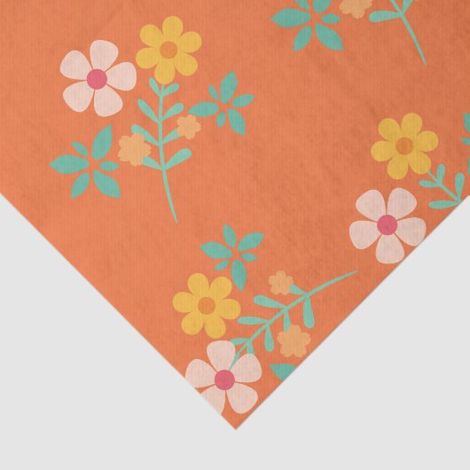 Retro Orange Boho Daisy Bouquet Pattern Seidenpapier (Ausschnitt)