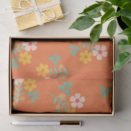 Retro Orange Boho Daisy Bouquet Pattern Seidenpapier