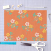 Retro Orange Boho Daisy Bouquet Pattern Seidenpapier (Handwerk)