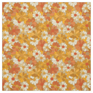 Retro Orange Botanisch Bold 70er Jahre Vintage Flo Stoff