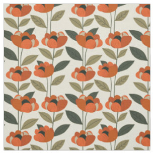 Retro Orange Botanisch Bold 70er Jahre Vintage Flo Stoff