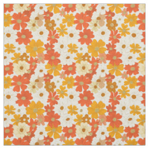 Retro Orange Botanisch Bold 70er Jahre Vintage Flo Stoff