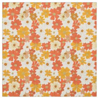 Retro Orange Botanisch Bold 70er Jahre Vintage Flo Stoff