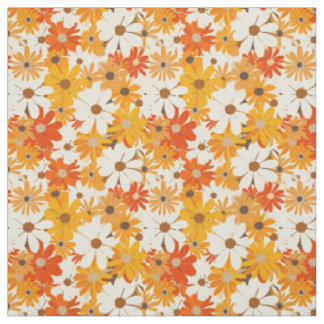 Retro Orange Botanisch Bold 70er Jahre Vintage Flo Stoff