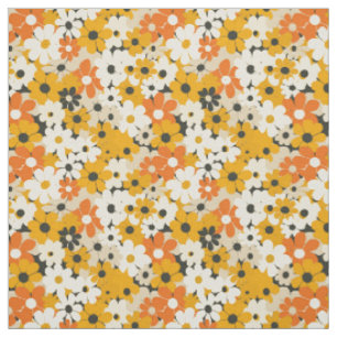 Retro Orange Botanisch Bold 70er Jahre Vintage Flo Stoff
