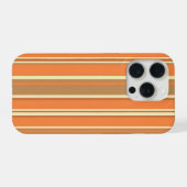 Retro Orange Brauner Streifen Mid-Century Modern iPhone Hülle (Rückseite (Horizontal))