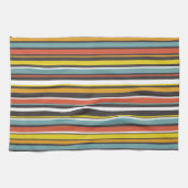 Retro Orange Brown Aqua Gelbe Streifen der 70er Ja Geschirrtuch (Horizontal)