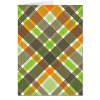 Retro Orange Brown Green Kariert Blank Card