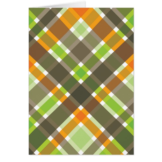 Retro Orange Brown Green Kariert Blank Card (Vorne)