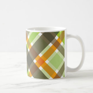 Retro Orange Brown Green Karierte Tasse