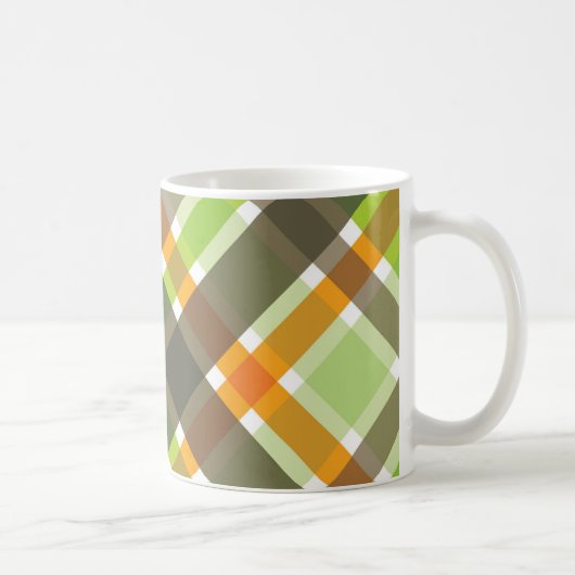 Retro Orange Brown Green Karierte Tasse (Rechts)