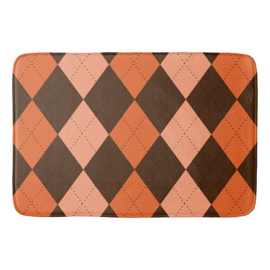 Retro Orange & Brown Raute Herbst Badematte (Vorderseite)