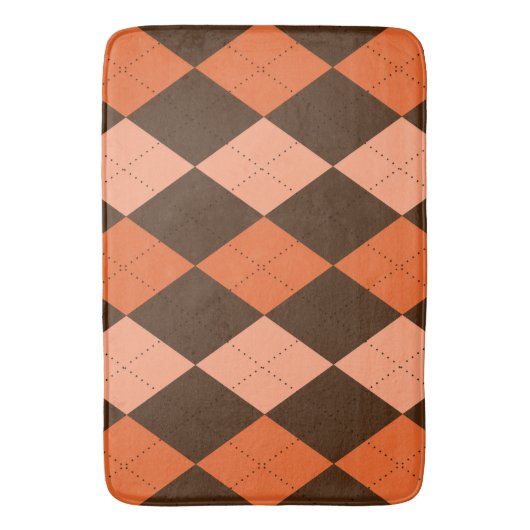 Retro Orange & Brown Raute Herbst Badematte (Vorderseite Vertikal)