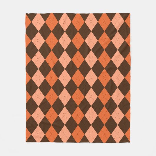 Retro Orange & Brown Raute Herbst Fleecedecke (Vorderseite)