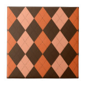 Retro Orange & Brown Raute Herbst Fliese (Vorderseite)