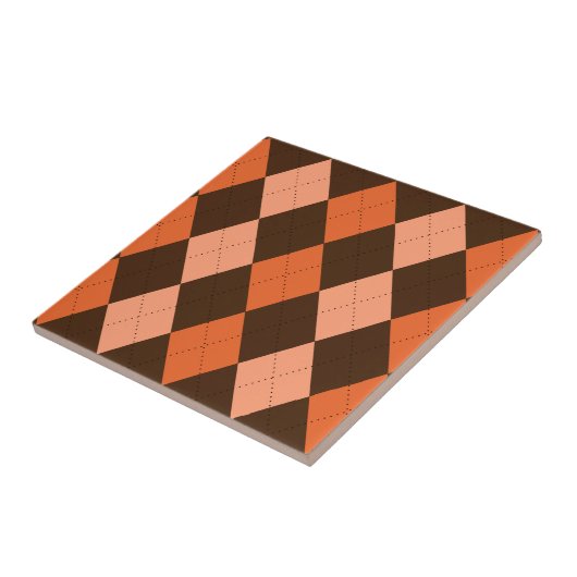 Retro Orange & Brown Raute Herbst Fliese (Seite)