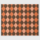 Retro Orange & Brown Raute Herbst Geschenkpapier (Flach)