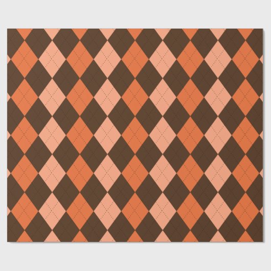 Retro Orange & Brown Raute Herbst Geschenkpapier (Flach)