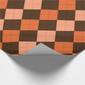 Retro Orange & Brown Raute Herbst Geschenkpapier (Ecke)