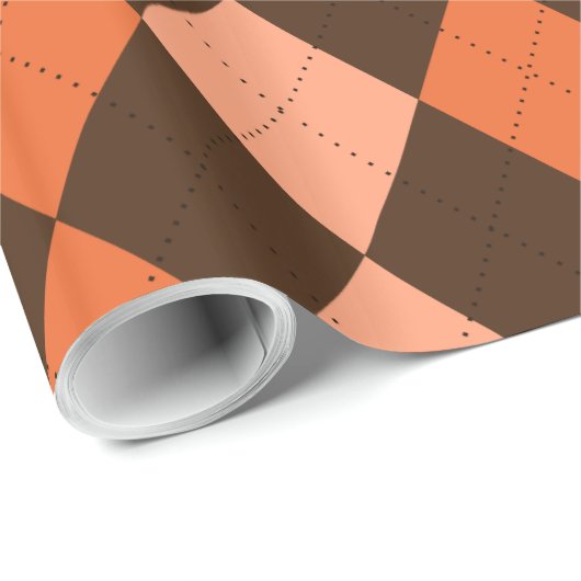 Retro Orange & Brown Raute Herbst Geschenkpapier (Rolleneckpunkt)