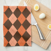 Retro Orange & Brown Raute Herbst Geschirrtuch (Viertel Falte)