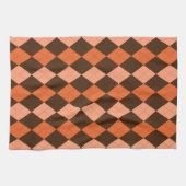 Retro Orange & Brown Raute Herbst Geschirrtuch (Horizontal)