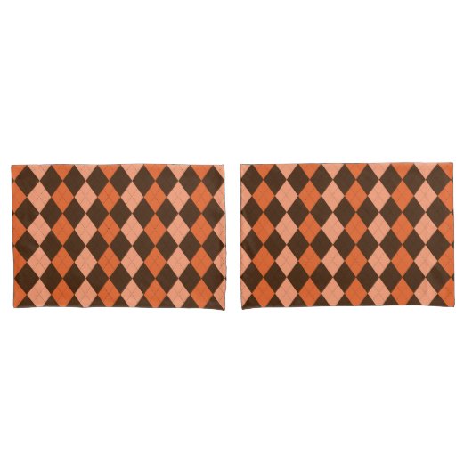Retro Orange & Brown Raute Herbst Kissenbezug (Vorderseite-Set)