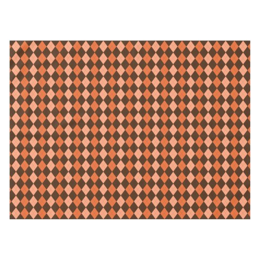 Retro Orange & Brown Raute Herbst Tischdecke (Vorderseite (Horizontal))