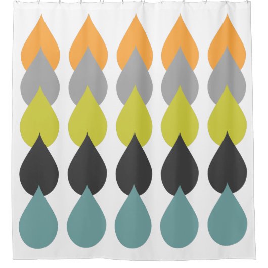 Retro Orange, Chartreuse, Aqua-mutiger Duschvorhang (Vorderseite)