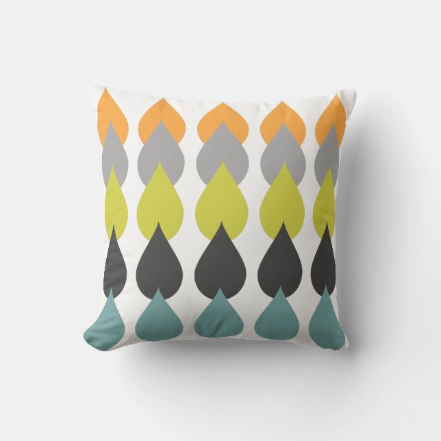 Retro orange Chartreuse gelbes Aqua Kissen (Vorderseite)