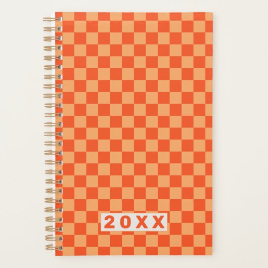 Retro Orange Checkerboard 2026 Planer (Vorderseite)