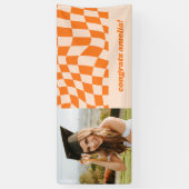 Retro Orange Checkerboard Abschluss Foto-Kongrat Banner (Vertikal)